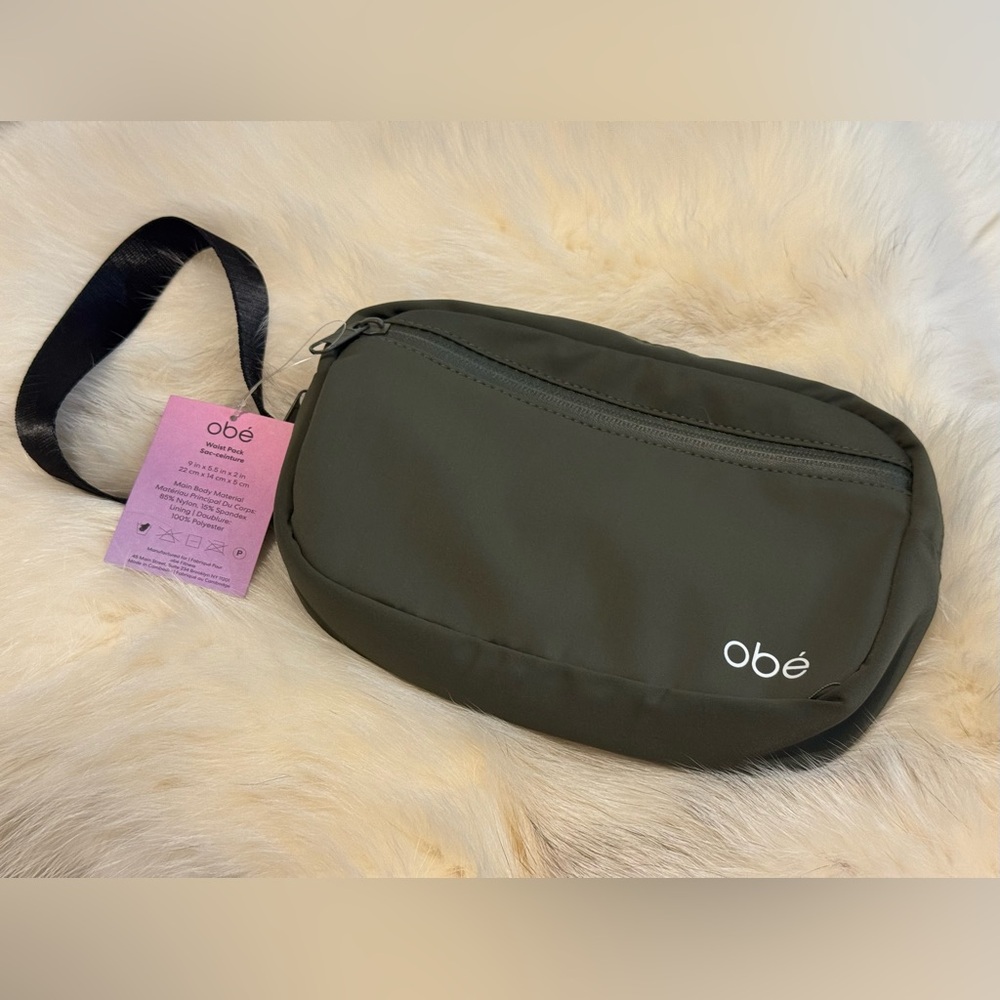 Obe’ Fitness Olive Green Adjustable Shoulder Fanny Waist Pack Belt Bag Purse NWT
